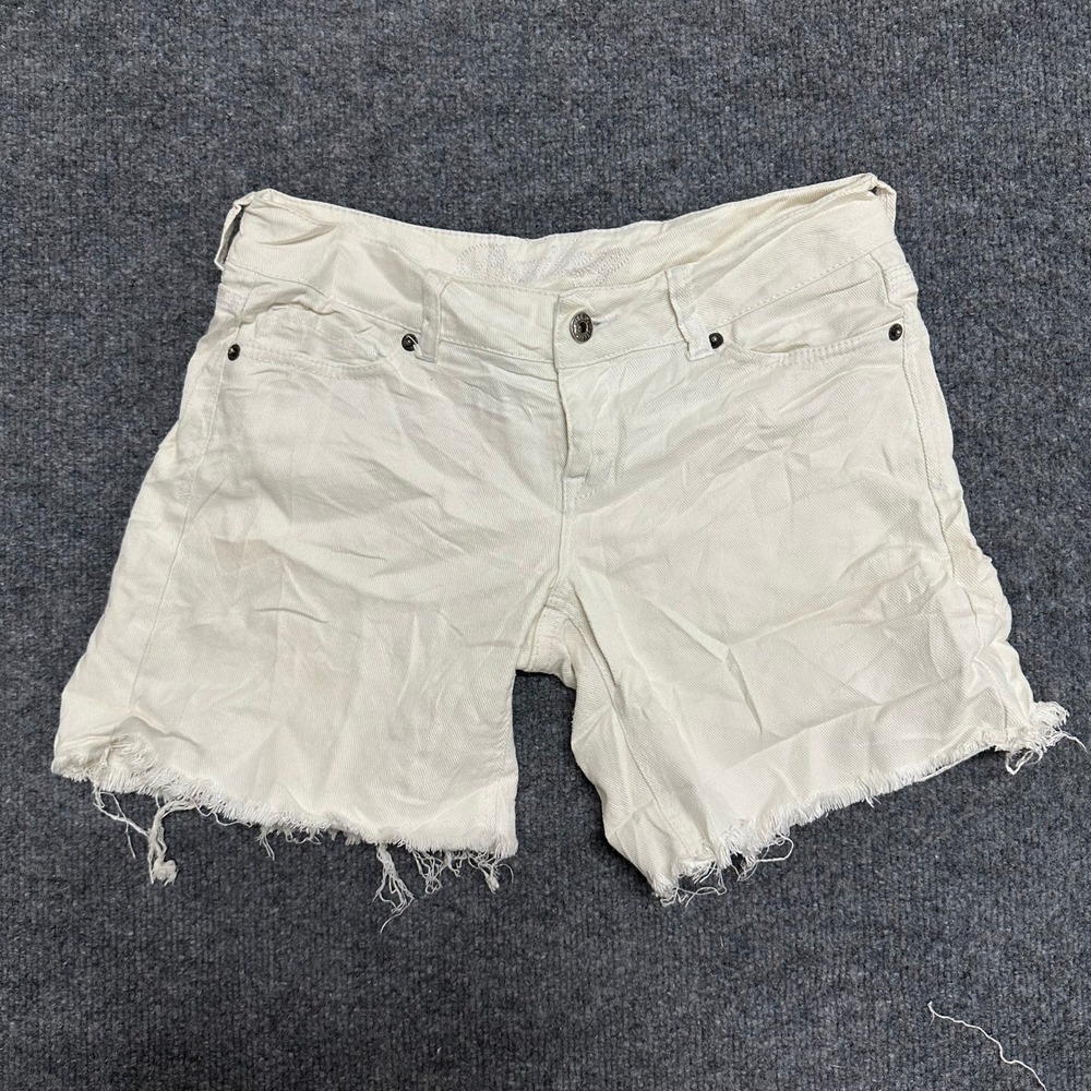 dELiA*s Denim Shorts Womens Size 5/6 Cream Off White Raw Hem Cut Off Casual